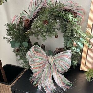 Melrose International Festive Holiday Wreath with Multicolor Bow